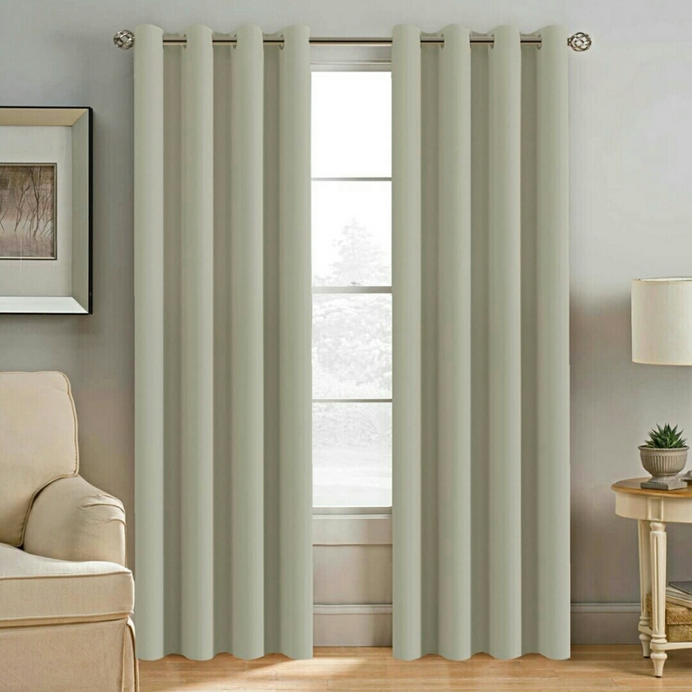 New Beige Blackout 2 Grommet Top Curtain Panels